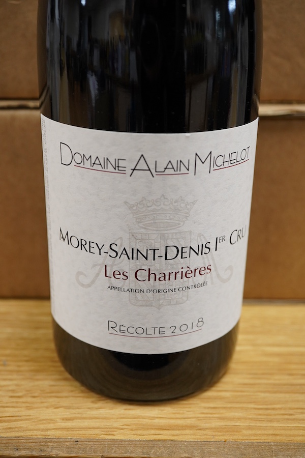 Domaine Alain Michelot Morley-Saint Denis Prem. Cru, 2018, Les Charrieres, two boxed sets of six bottles